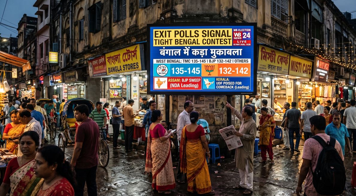 Exit Polls Signal Tight Bengal Contest, BJP Sweep in Assam; UDF Poised for Kerala Comeback
